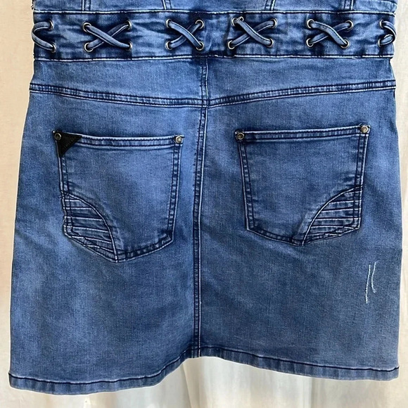 NWOT OXYGEN Denim Dress Adjustable Strap Pockets, Size L - Picture 6 of 11